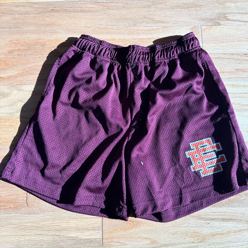 Eric Emanuel Burgundy and Black Men Shorts